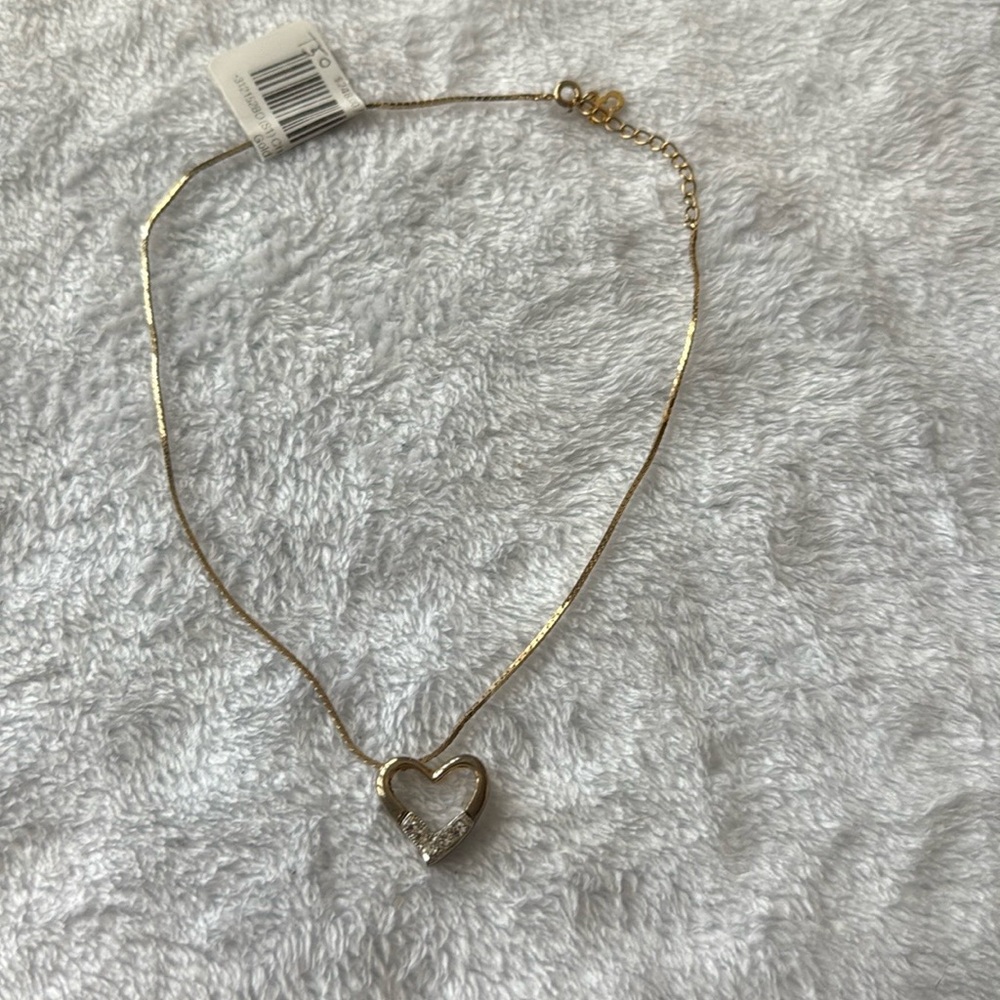 Christian Dior Heart Rhinestone Gold Necklace BEAUTIFUL! GREAT GIFT IDEA!